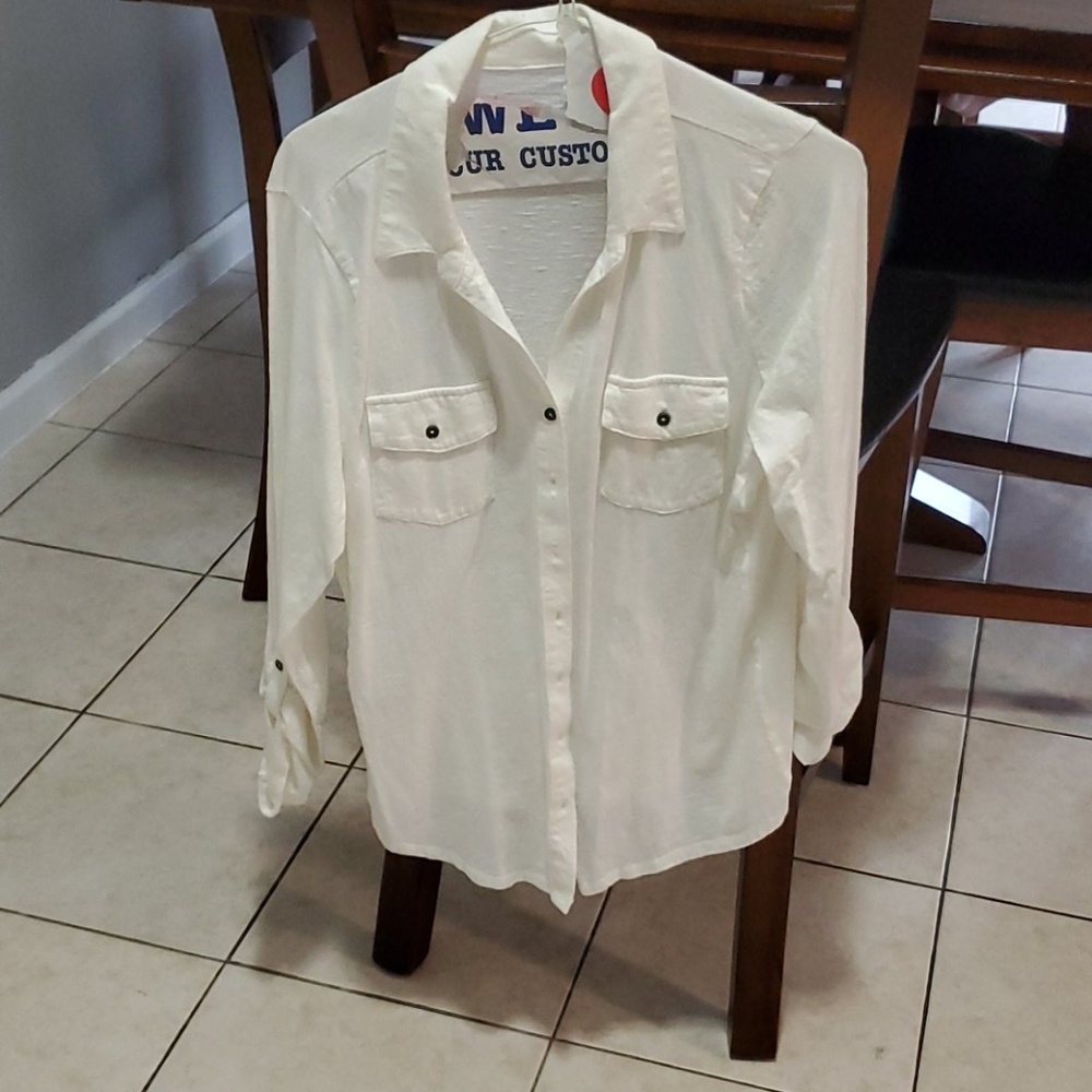 White button up blouse